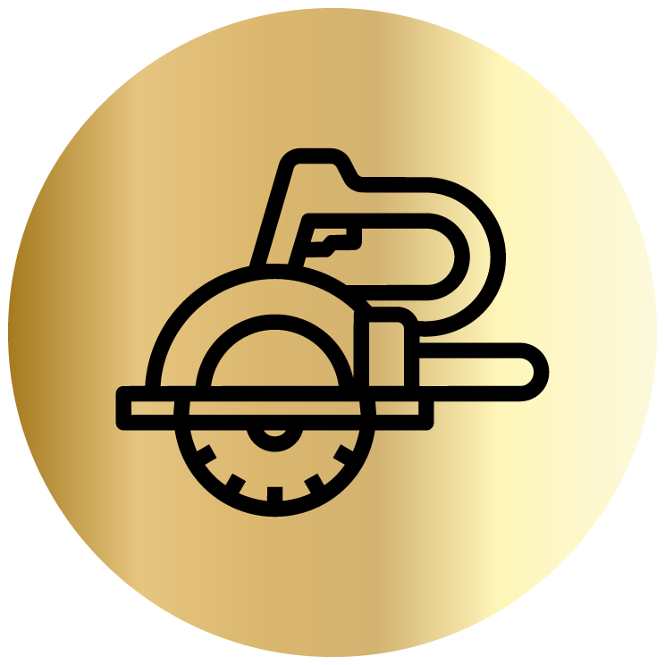 New Era Demolition Inc. logo with circular saw icon on gold background.