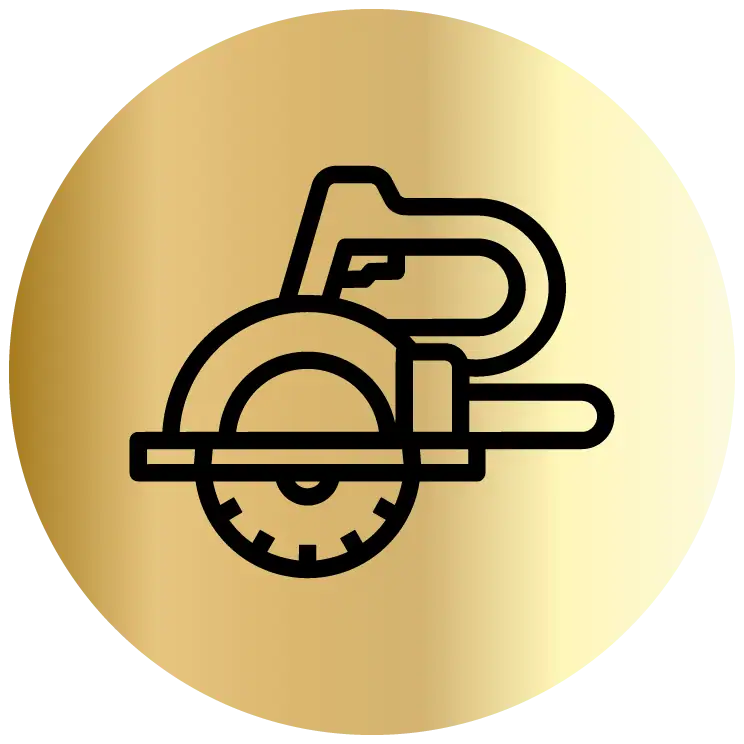 New Era Demolition Inc. logo with circular saw icon on gold background.